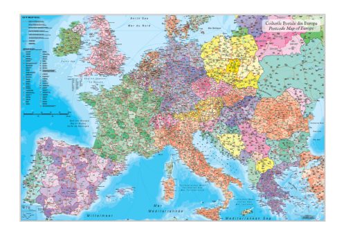 Mapă de birou - Europa cu coduri poștale