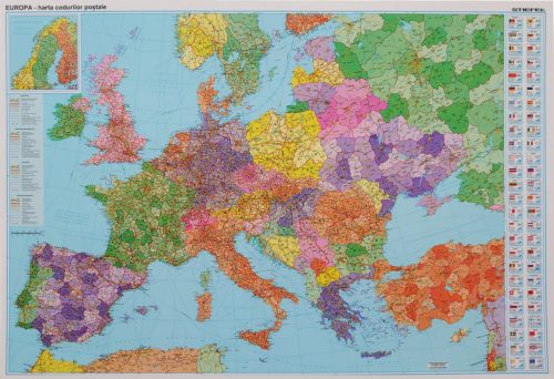 Mapa de birou - Europa cu coduri postale 