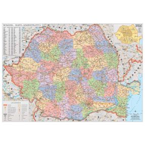   Harta de perete Romania Administrativa 122x88 cm sipca plastic