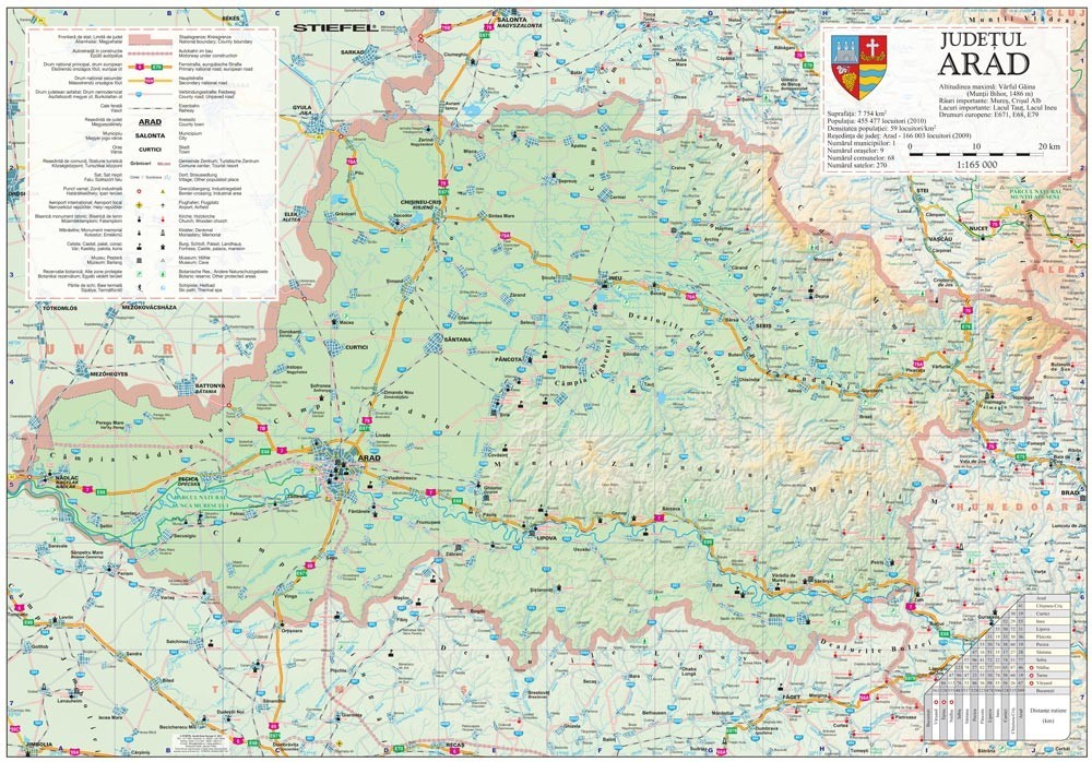 harta rutiera a judetului arad Harta Judetului Arad 100x70 cm șipci plastic   STIEFEL ROMAN