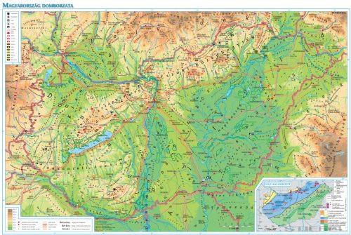 Mapă de birou – Relieful Ungariei, în limba maghiară