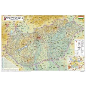   Mapă de birou duo – Harta administrativă a Ungariei / Harta rutieră a Ungariei, în limba maghiară