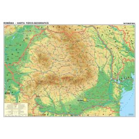 Hartă de perete România Fizico-Geografică