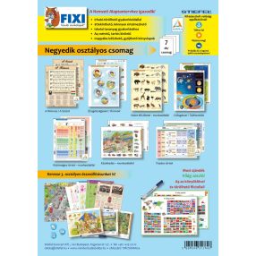   Pachet de miniplanșe FIXI pentru clasa IV cu 1 marker albastru și planșă, în limba maghiară